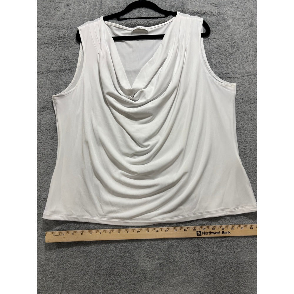 Calvin Klein 2X White Womens Cowl Neck Sleeveless Top Casual Minimalist