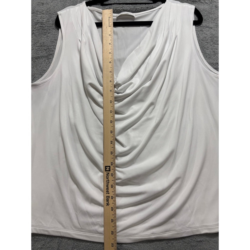 Calvin Klein 2X White Womens Cowl Neck Sleeveless Top Casual Minimalist