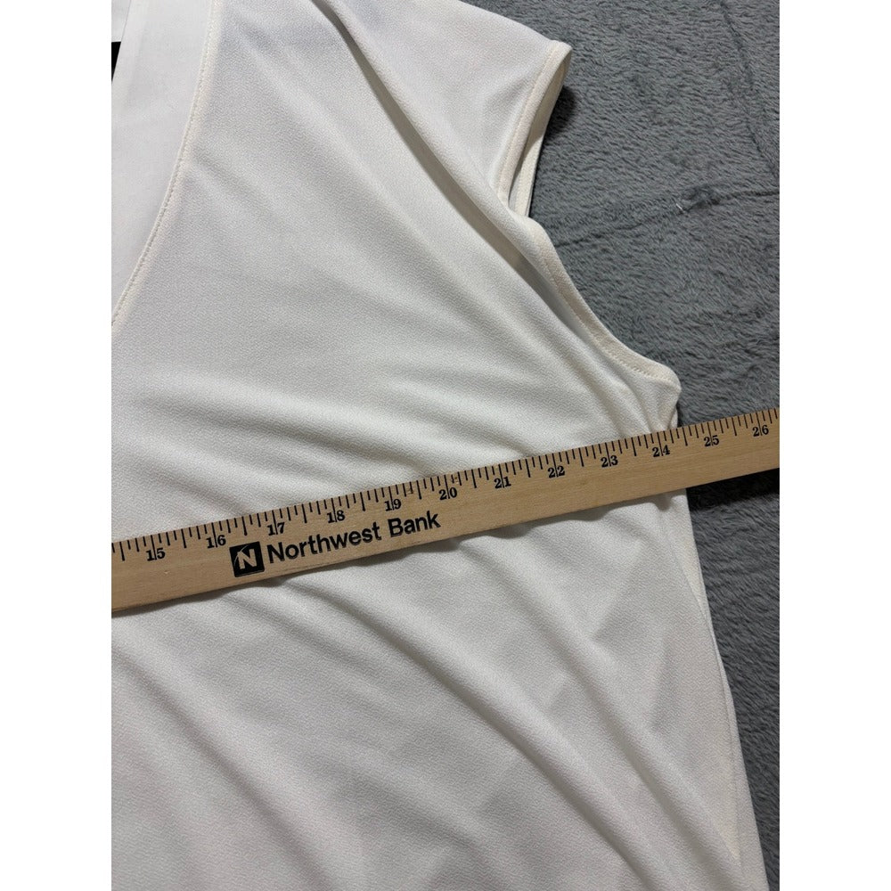 Banana Republic XL White Womens V-Neck Sleeveless Blouse Minimalist Casual