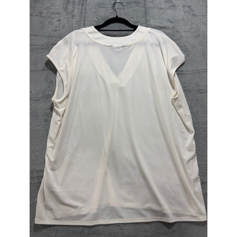 Banana Republic XL White Womens V-Neck Sleeveless Blouse Minimalist Casual