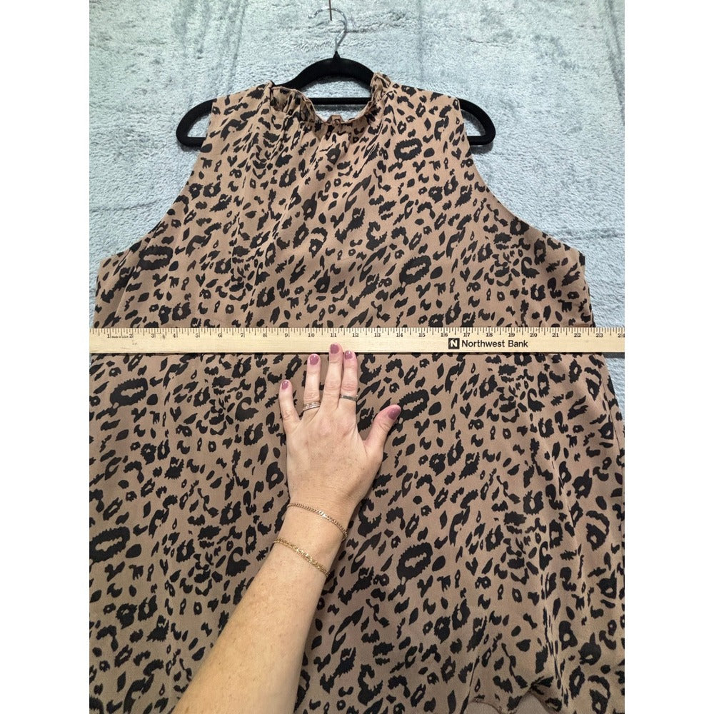 Gembie XL Tan Leopard White Animal Print Sleeveless Top Lot of 2 Boho Casual
