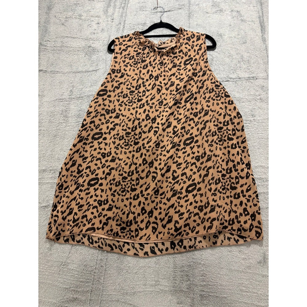 Gembie XL Tan Leopard White Animal Print Sleeveless Top Lot of 2 Boho Casual