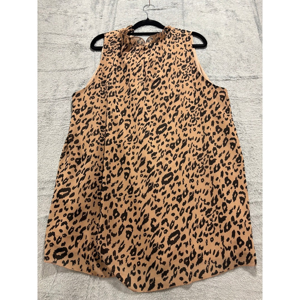 Gembie XL Tan Leopard White Animal Print Sleeveless Top Lot of 2 Boho Casual