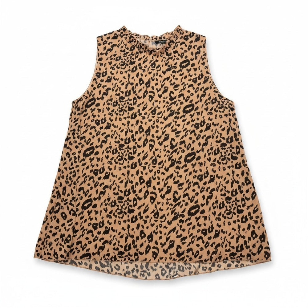 Gembie XL Tan Leopard White Animal Print Sleeveless Top Lot of 2 Boho Casual