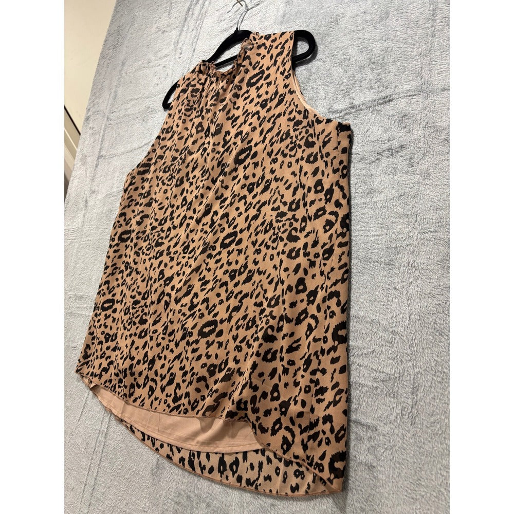 Gembie XL Tan Leopard White Animal Print Sleeveless Top Lot of 2 Boho Casual