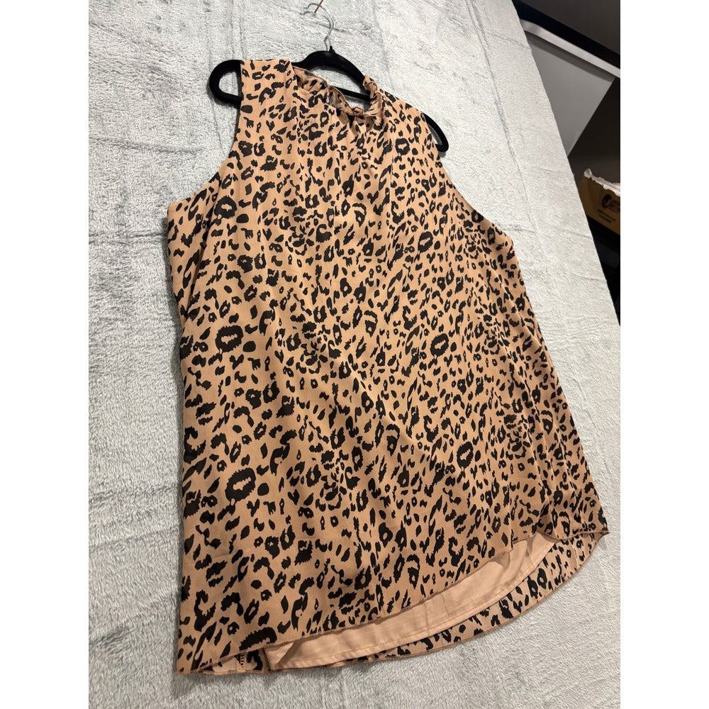 Gembie XL Tan Leopard White Animal Print Sleeveless Top Lot of 2 Boho Casual