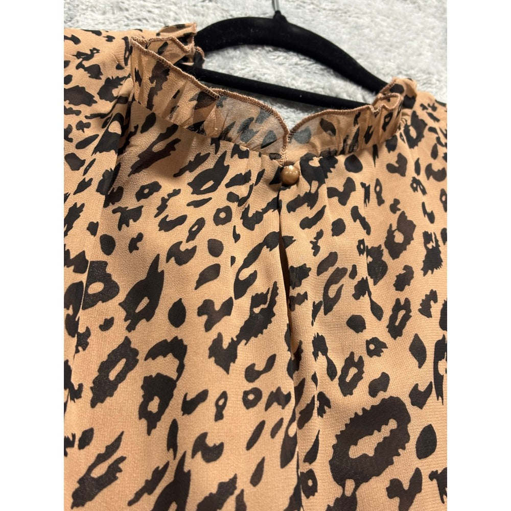 Gembie XL Tan Leopard White Animal Print Sleeveless Top Lot of 2 Boho Casual