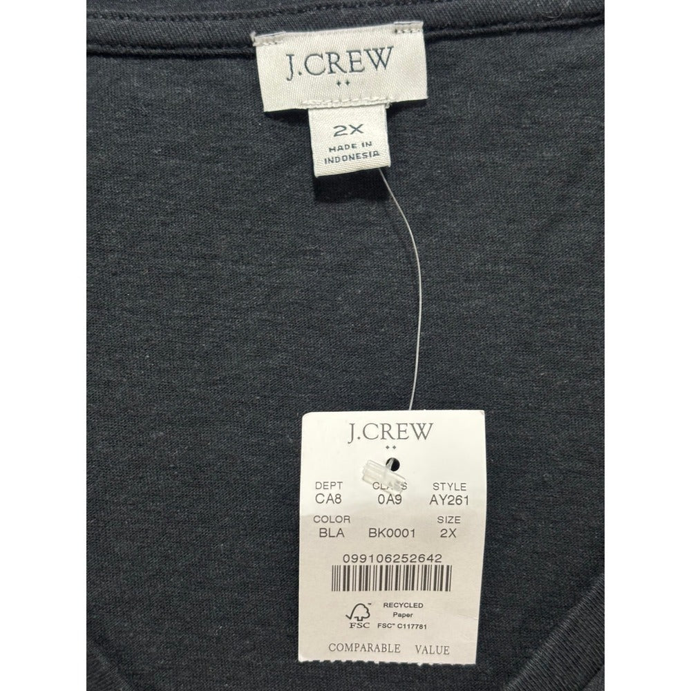 J.Crew 2X Black V-Neck Tank Top Womens Casual Minimalist NWT