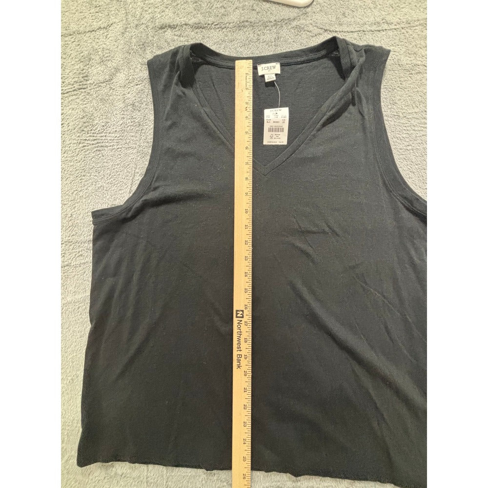 J.Crew 2X Black V-Neck Tank Top Womens Casual Minimalist NWT
