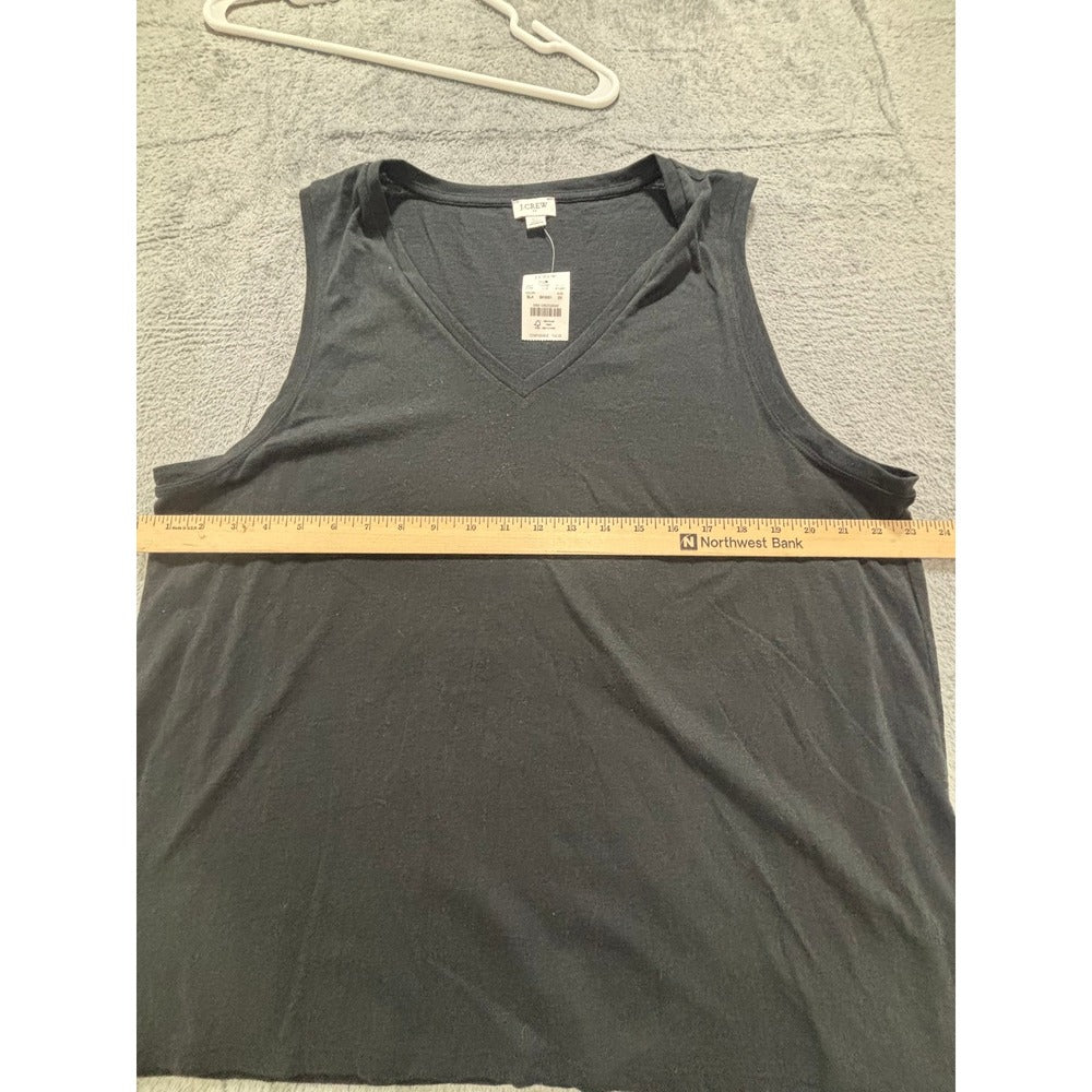 J.Crew 2X Black V-Neck Tank Top Womens Casual Minimalist NWT