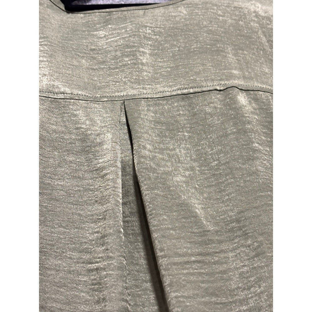 Banana Republic XL Olive Green Satin Henley Blouse Womens Boho Casual NWT