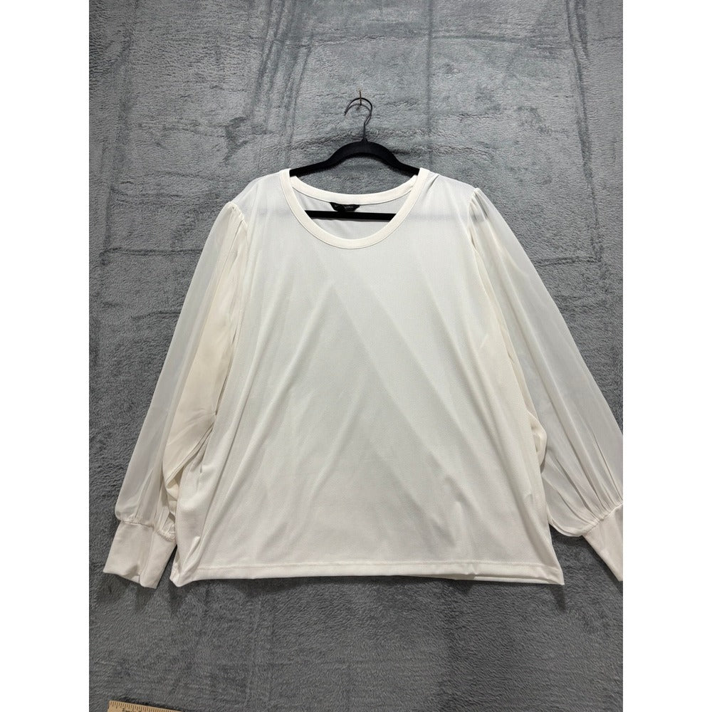 Banana Republic XXL Cream Sheer Puff Sleeve Blouse Top Minimalist Coastal