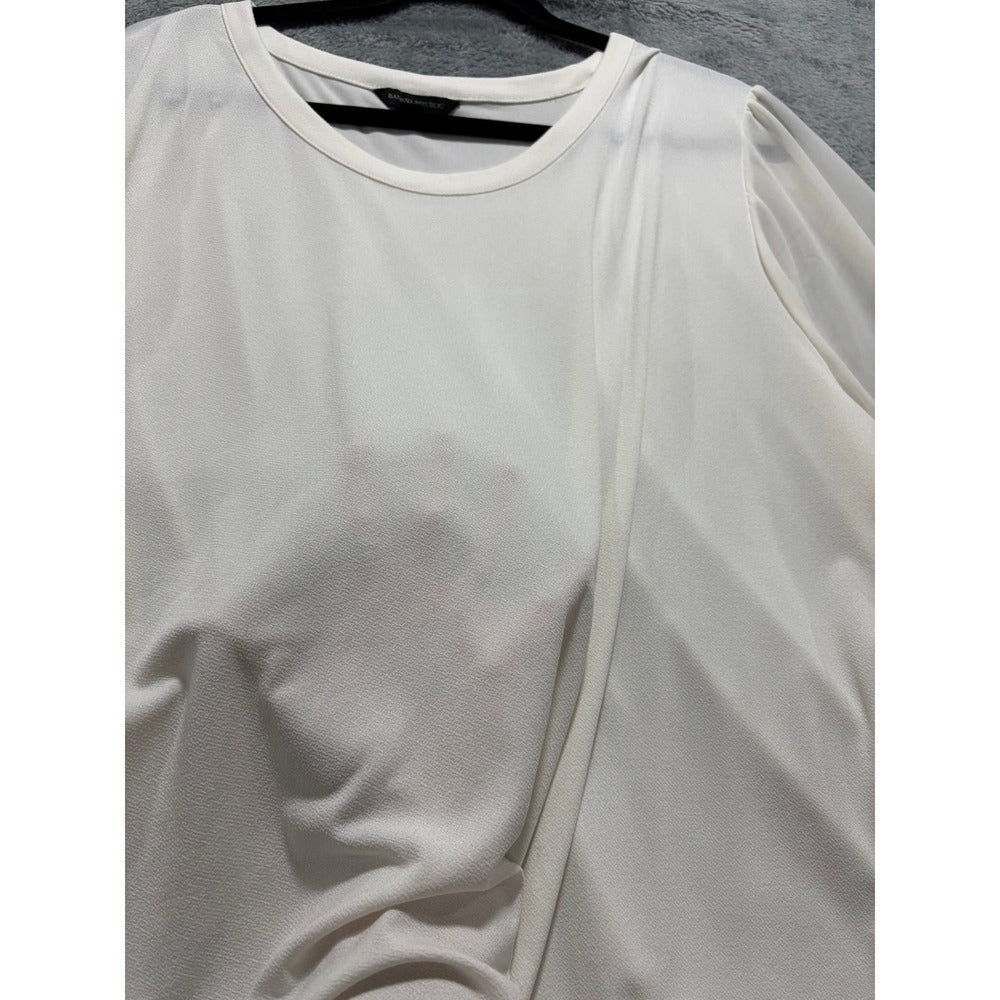 Banana Republic XXL Cream Sheer Puff Sleeve Blouse Top Minimalist Coastal