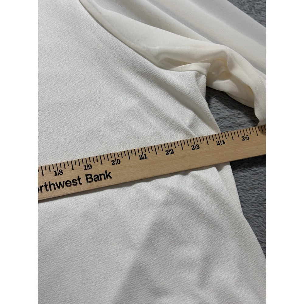Banana Republic XXL Cream Sheer Puff Sleeve Blouse Top Minimalist Coastal
