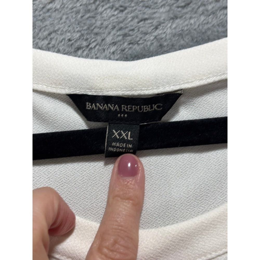 Banana Republic XXL Cream Sheer Puff Sleeve Blouse Top Minimalist Coastal