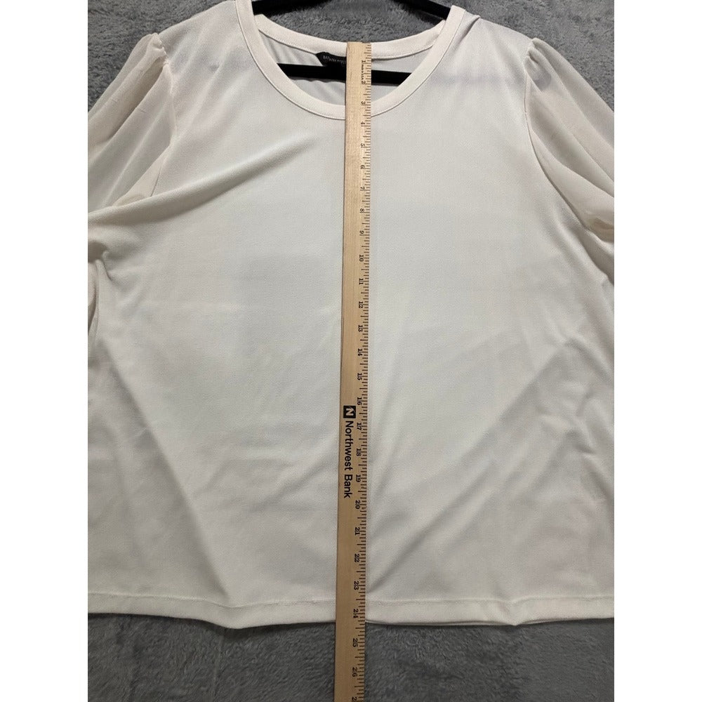 Banana Republic XXL Cream Sheer Puff Sleeve Blouse Top Minimalist Coastal