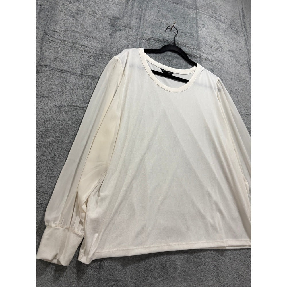 Banana Republic XXL Cream Sheer Puff Sleeve Blouse Top Minimalist Coastal