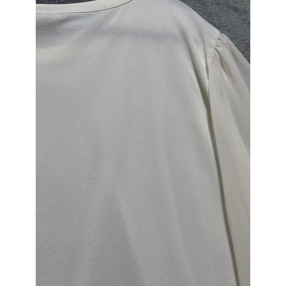 Banana Republic XXL Cream Sheer Puff Sleeve Blouse Top Minimalist Coastal
