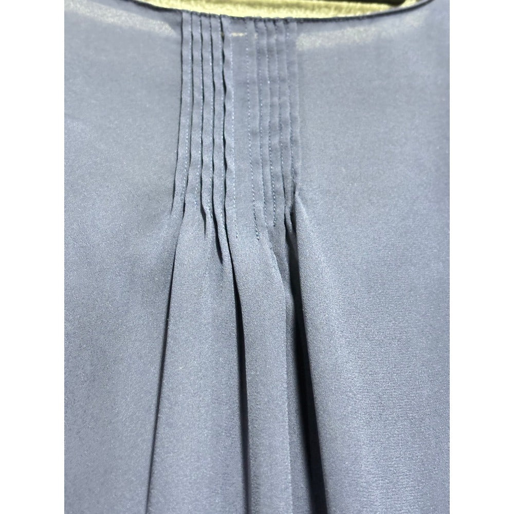 Banana Republic XL Blue Smocked V-Neck Blouse Womens Minimalist Coastal Casual