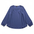 Banana Republic XL Blue Smocked V-Neck Blouse Womens Minimalist Coastal Casual