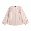 Banana Republic XL Pink V-Neck Pleated Blouse Womens Casual Minimalist Top