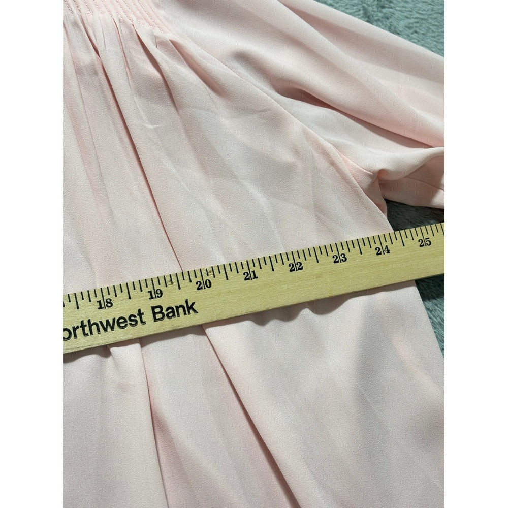 Banana Republic XL Pink V-Neck Pleated Blouse Womens Casual Minimalist Top