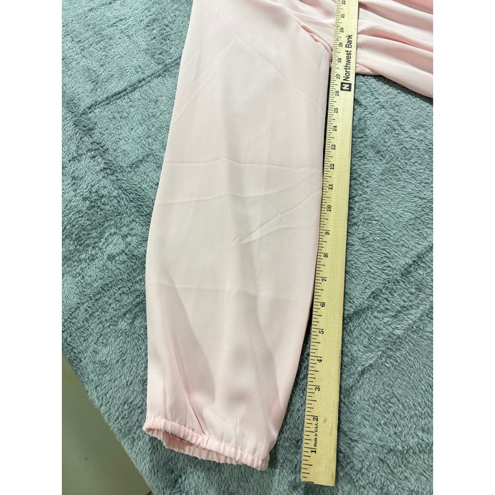 Banana Republic XL Pink V-Neck Pleated Blouse Womens Casual Minimalist Top