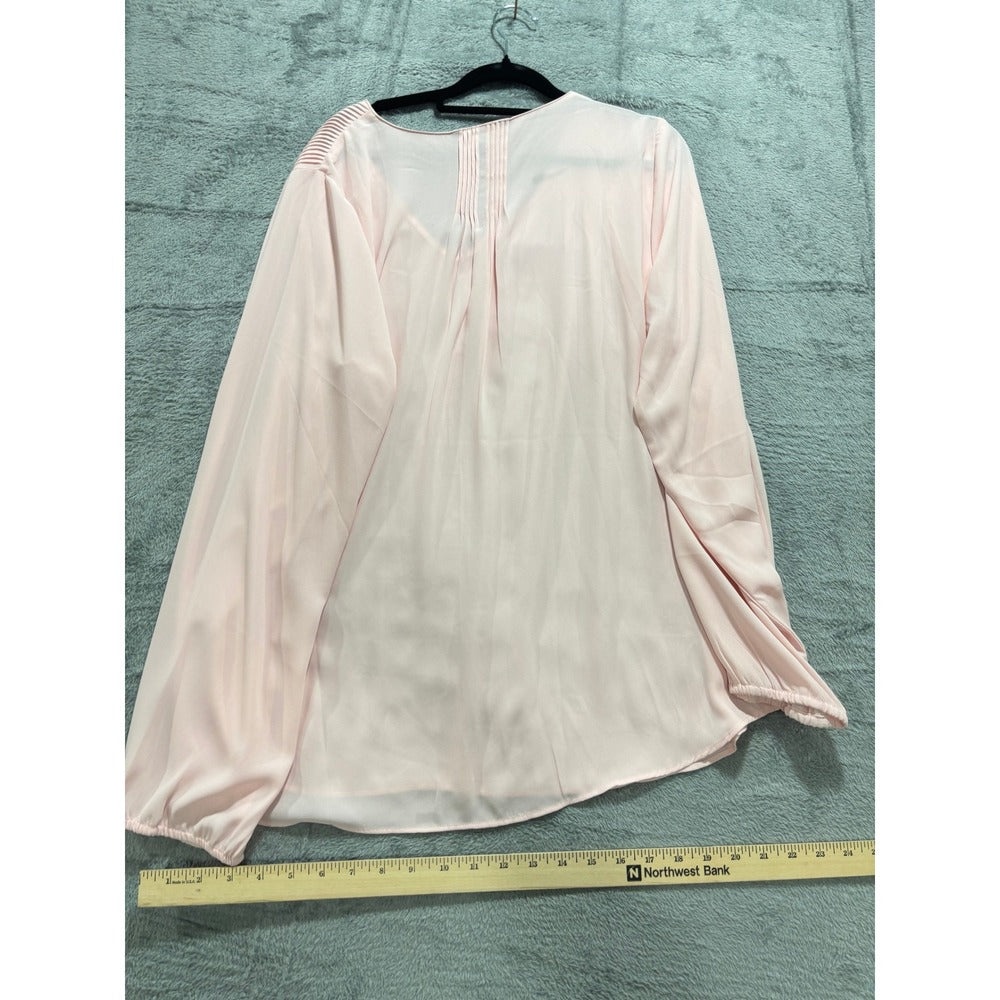Banana Republic XL Pink V-Neck Pleated Blouse Womens Casual Minimalist Top
