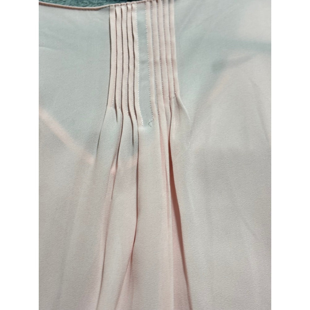 Banana Republic XL Pink V-Neck Pleated Blouse Womens Casual Minimalist Top