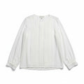 Banana Republic L White Pleated Front Long Sleeve Blouse Womens Minimalist NWT