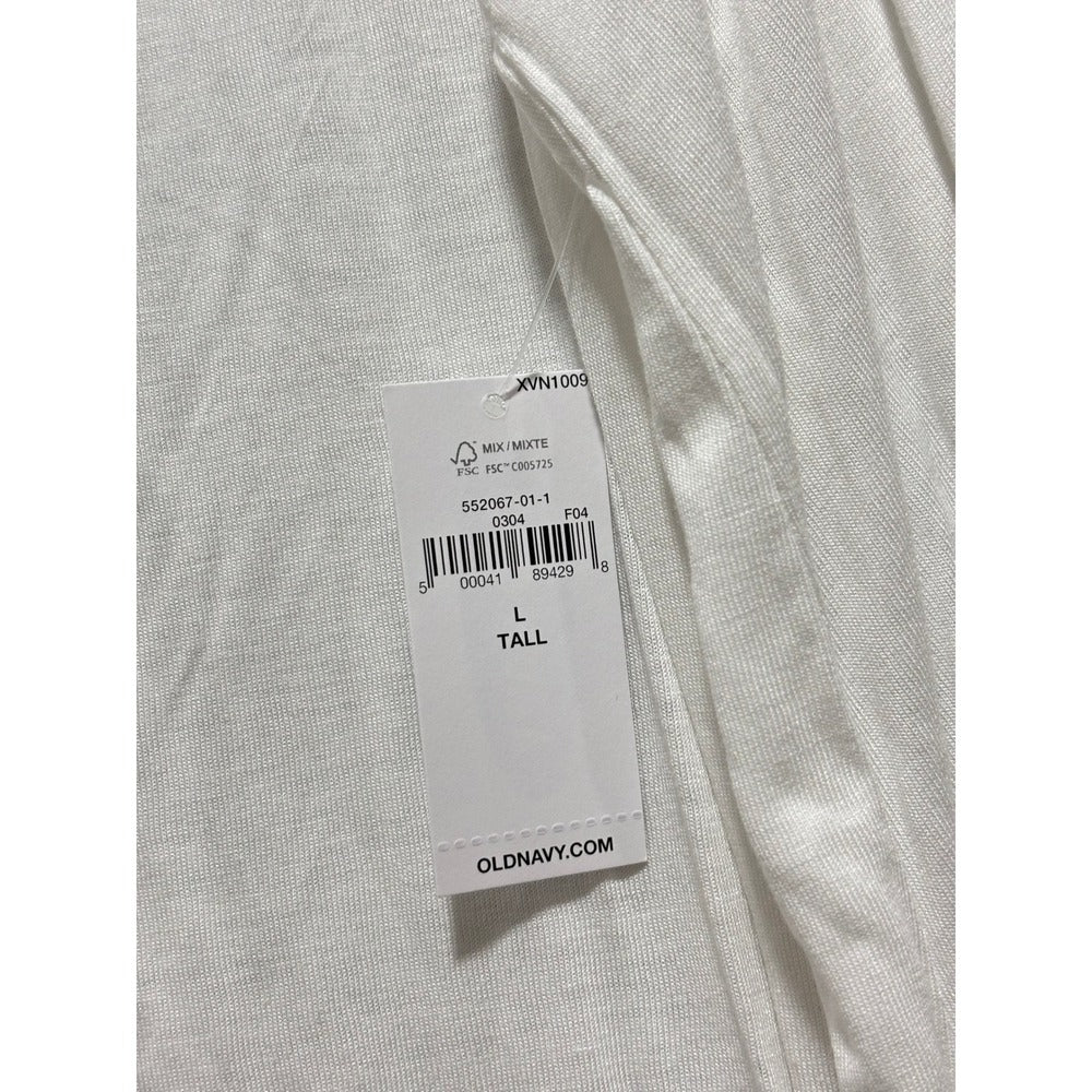 Old Navy L Tall White V-Neck Long Sleeve Blouse Womens Boho Casual Cottagecore