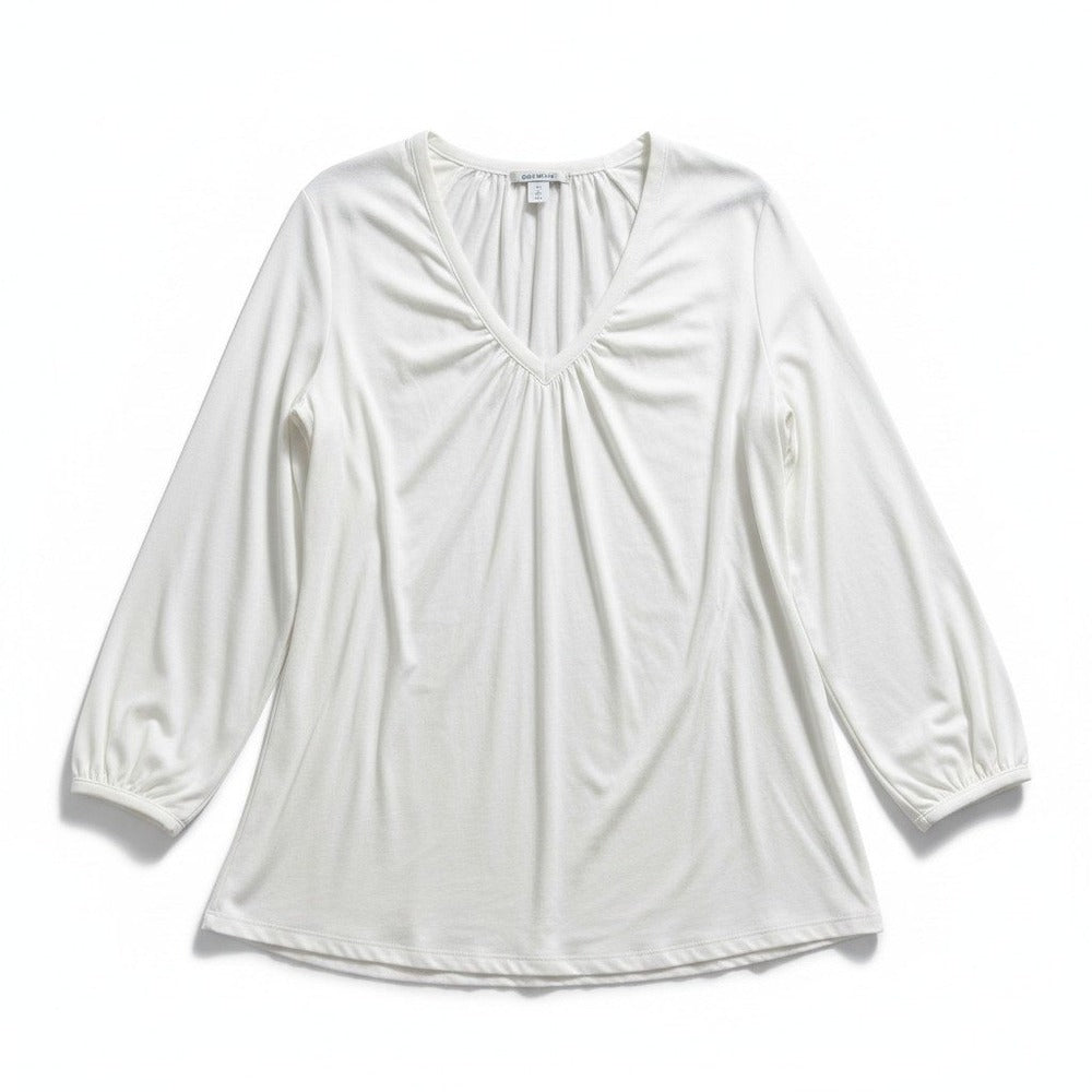 Old Navy L Tall White V-Neck Long Sleeve Tunic Top Womens Casual Coastal