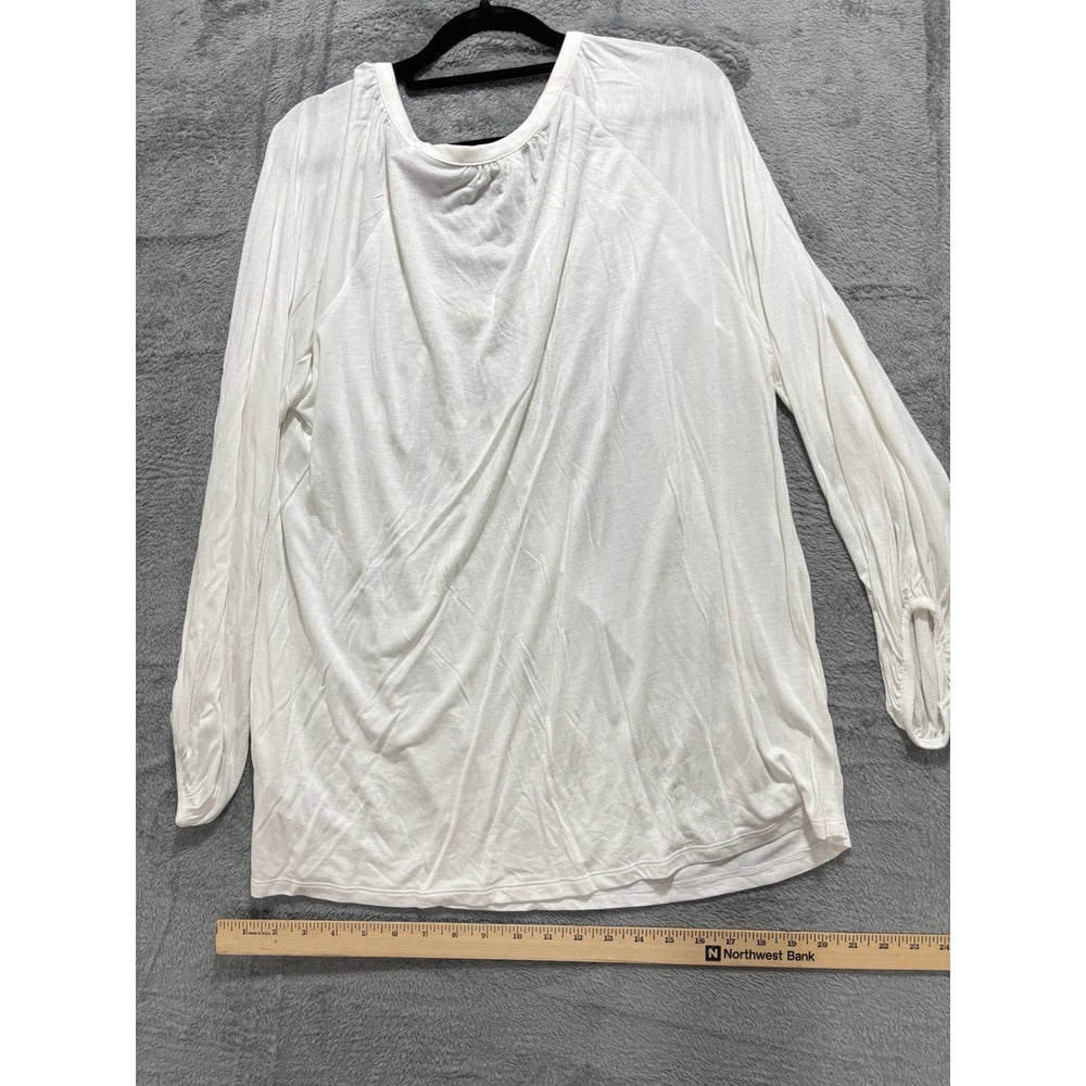Old Navy L Tall White V-Neck Long Sleeve Tunic Top Womens Casual Coastal