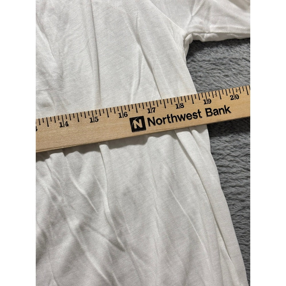 Old Navy L Tall White V-Neck Long Sleeve Tunic Top Womens Casual Coastal