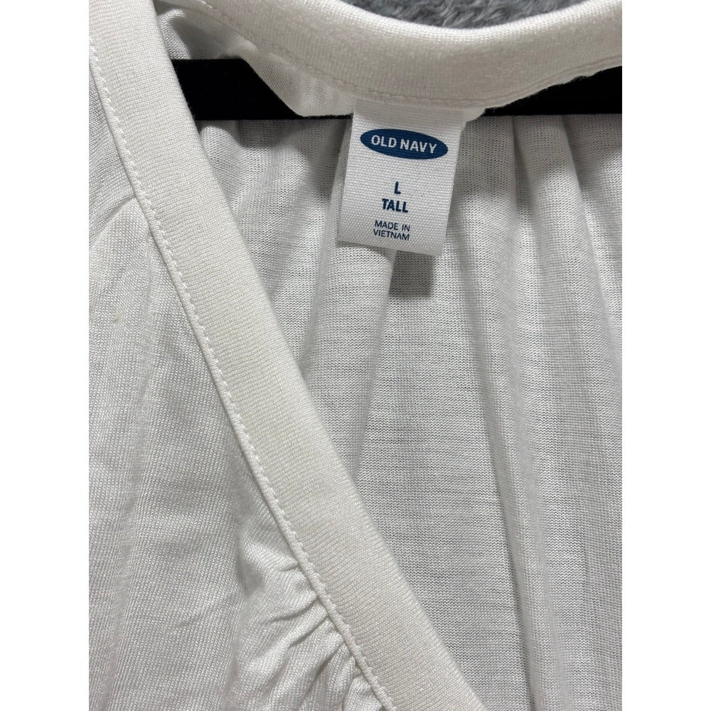 Old Navy L Tall White V-Neck Long Sleeve Tunic Top Womens Casual Coastal