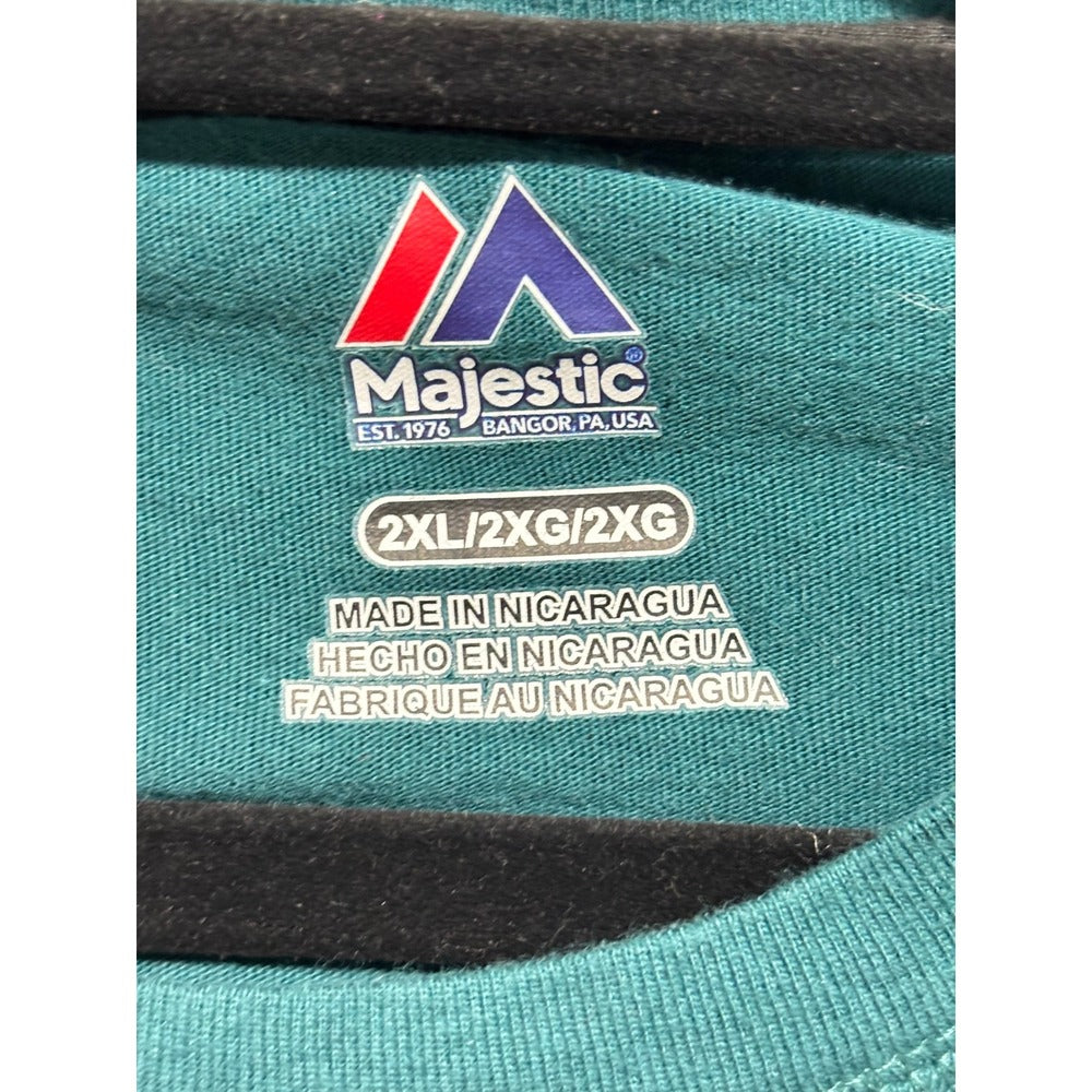 Majestic Philadelphia Eagles 2XL Green Long Sleeve Graphic T-Shirt Athleisure