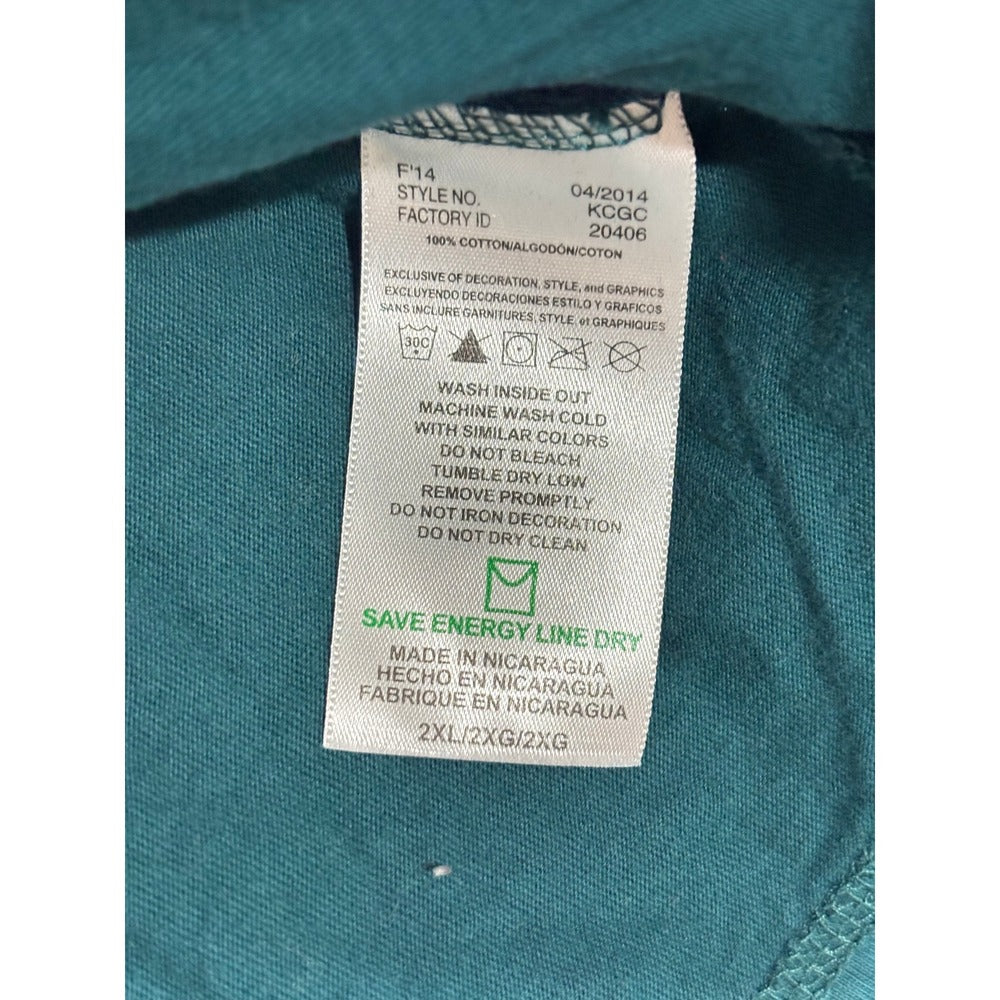 Majestic Philadelphia Eagles 2XL Green Long Sleeve Graphic T-Shirt Athleisure