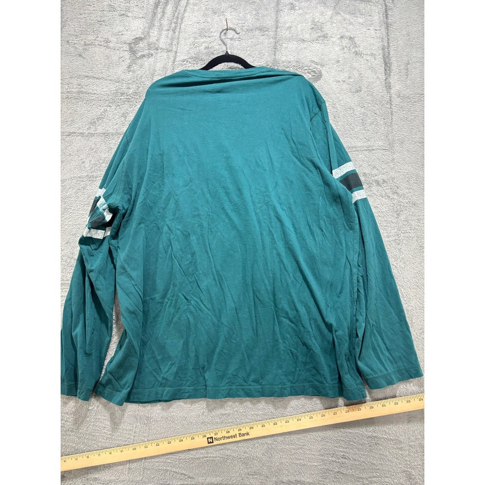 Majestic Philadelphia Eagles 2XL Green Long Sleeve Graphic T-Shirt Athleisure