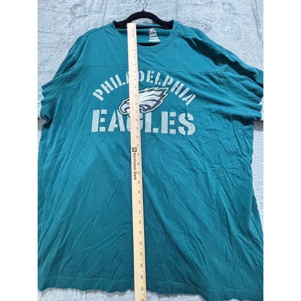 Majestic Philadelphia Eagles 2XL Green Long Sleeve Graphic T-Shirt Athleisure
