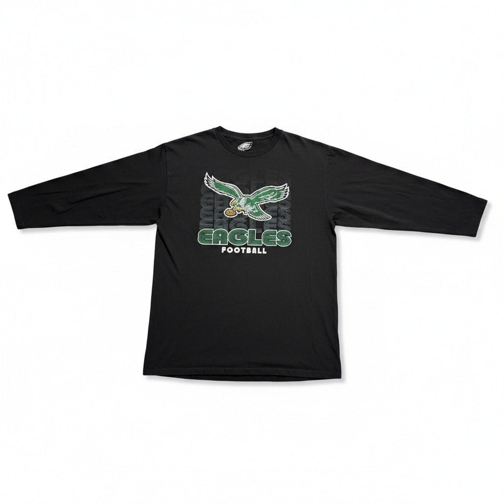 NFL Team Apparel Philadelphia Eagles 2XL Black Long Sleeve Shirt Vintage Casual