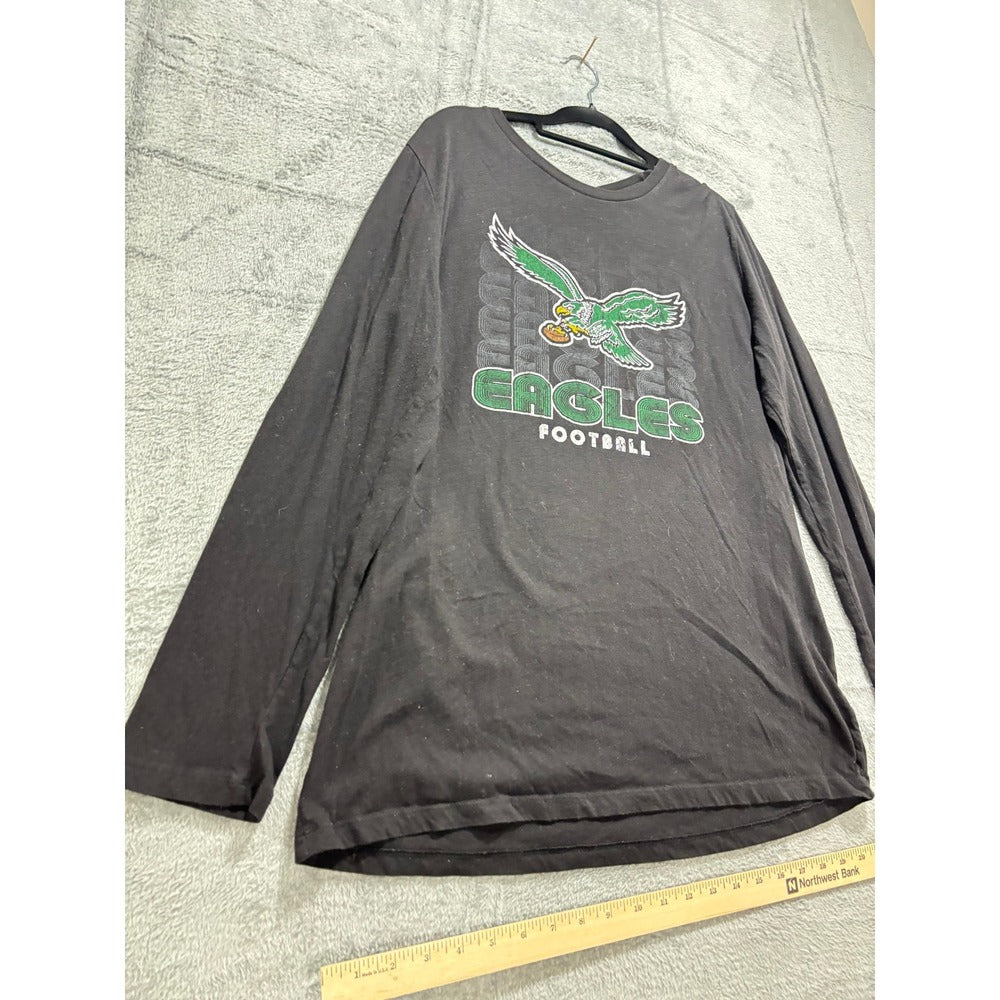 NFL Team Apparel Philadelphia Eagles 2XL Black Long Sleeve Shirt Vintage Casual