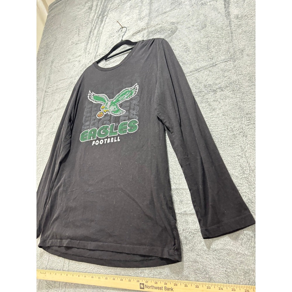 NFL Team Apparel Philadelphia Eagles 2XL Black Long Sleeve Shirt Vintage Casual