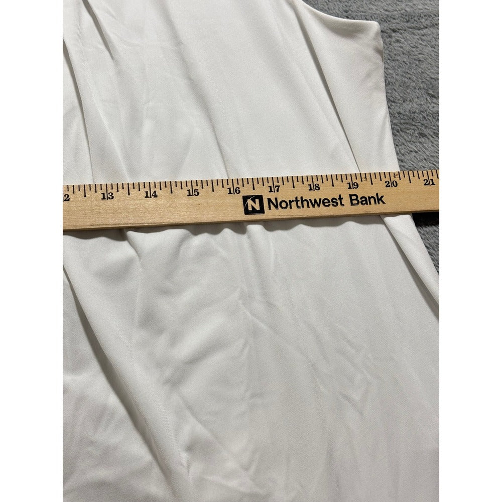 Jones Studio 1X White Tank Top Womens Sleeveless Pleated Neck Minimalist NWT