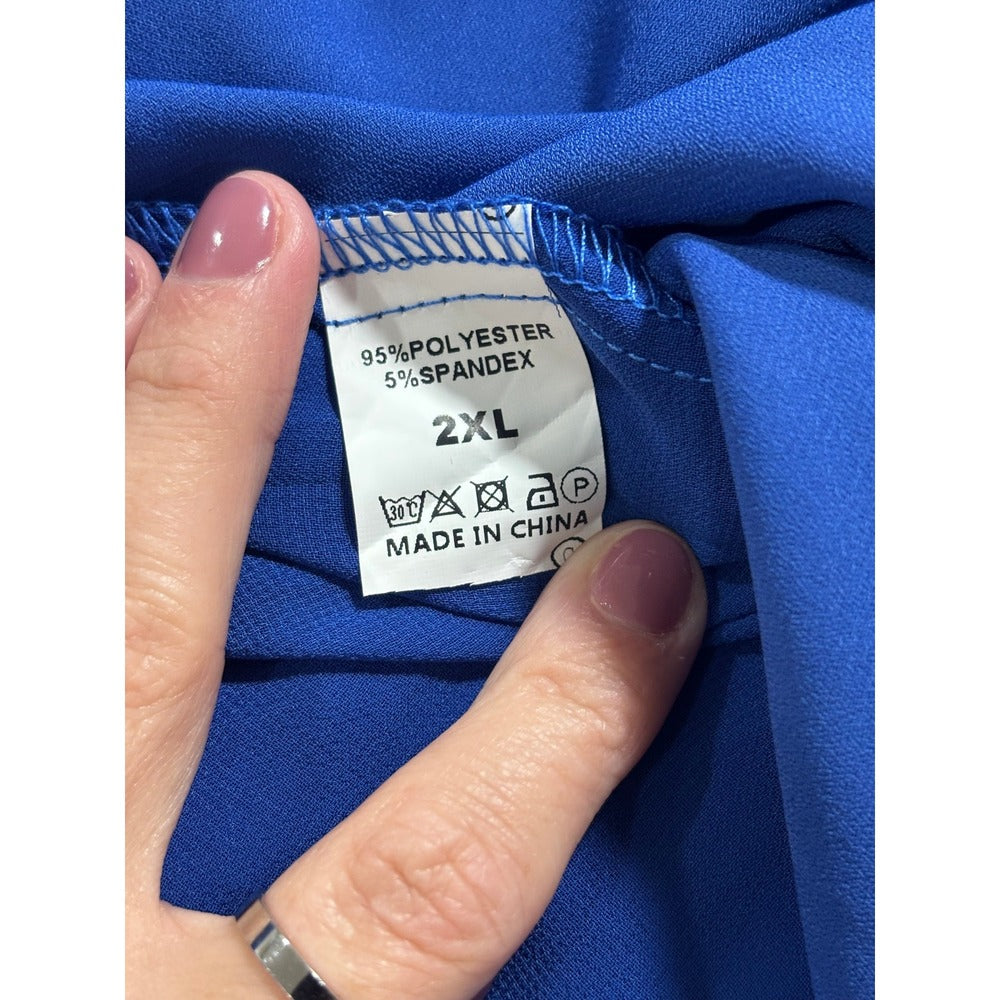 Womens 2XL Blue Sleeveless Ruffle Neck Blouse Lot 2 Boho Casual