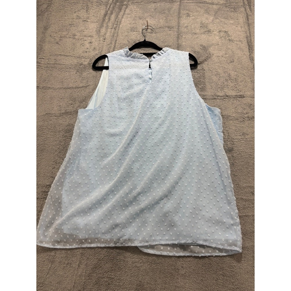 Womens 2XL Blue Sleeveless Ruffle Neck Blouse Lot 2 Boho Casual