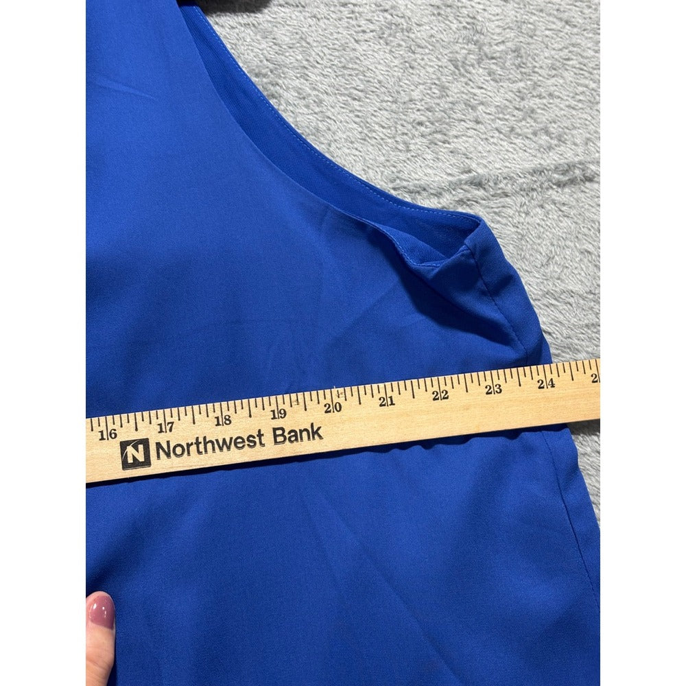 Womens 2XL Blue Sleeveless Ruffle Neck Blouse Lot 2 Boho Casual