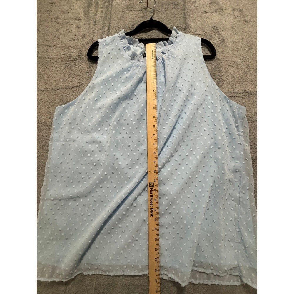 Womens 2XL Blue Sleeveless Ruffle Neck Blouse Lot 2 Boho Casual