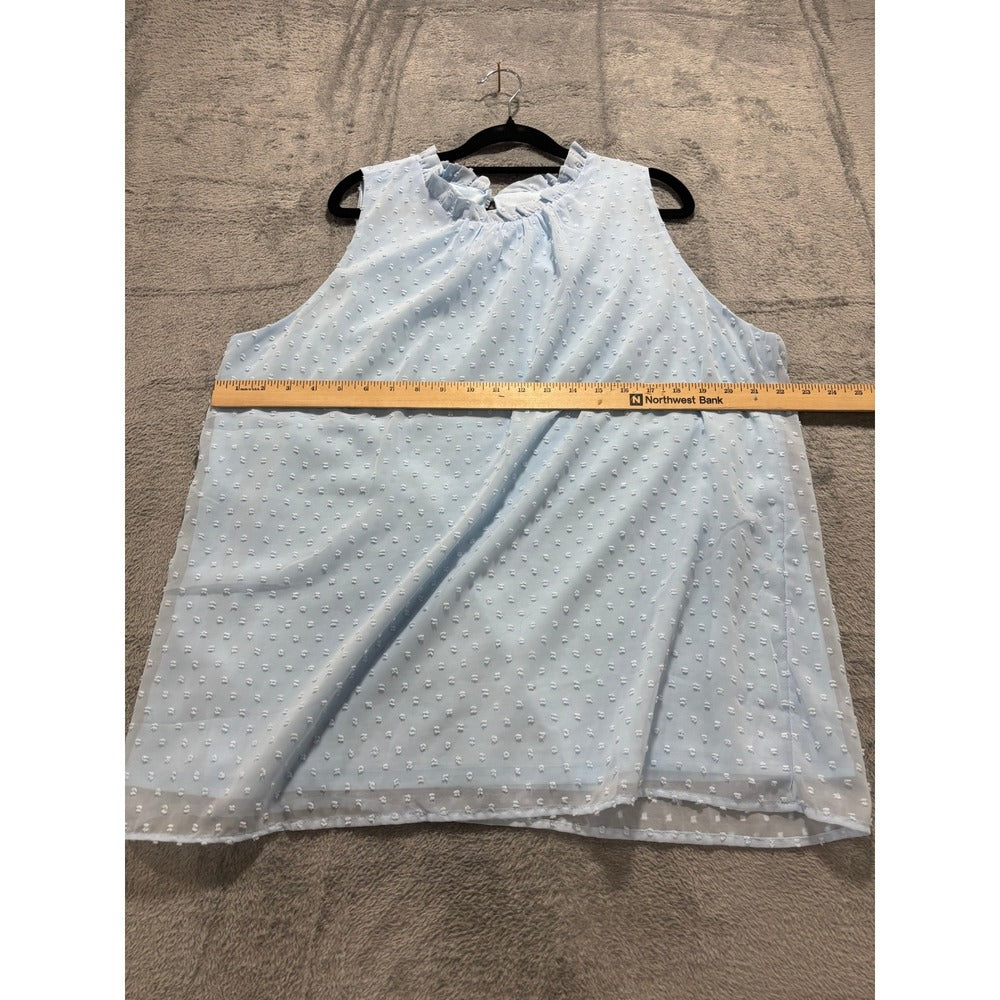 Womens 2XL Blue Sleeveless Ruffle Neck Blouse Lot 2 Boho Casual