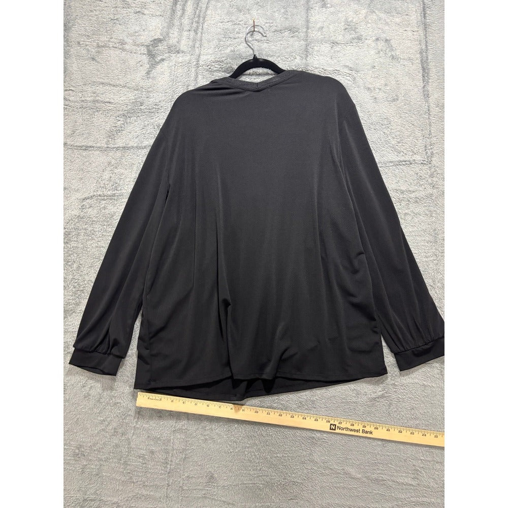 Banana Republic XL Black Womens V-Neck Long Sleeve Blouse Casual Minimalist