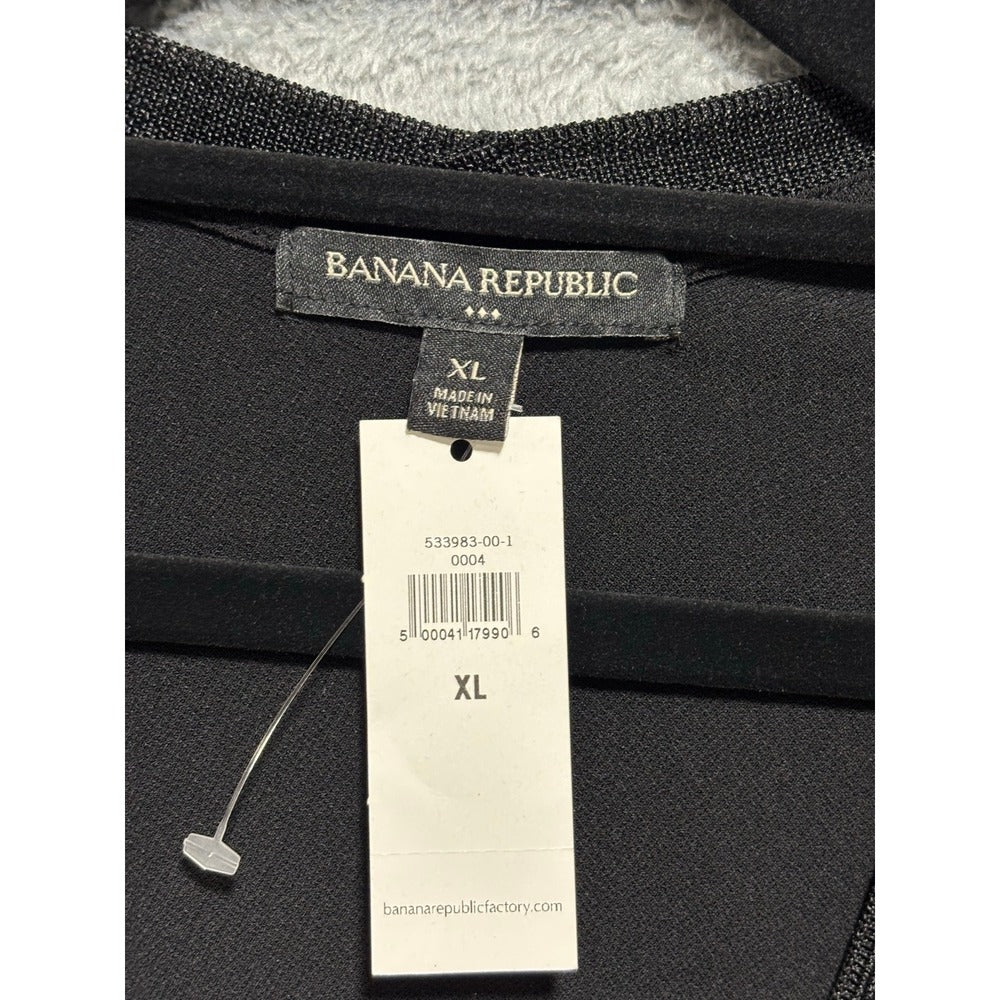 Banana Republic XL Black Womens V-Neck Long Sleeve Blouse Casual Minimalist